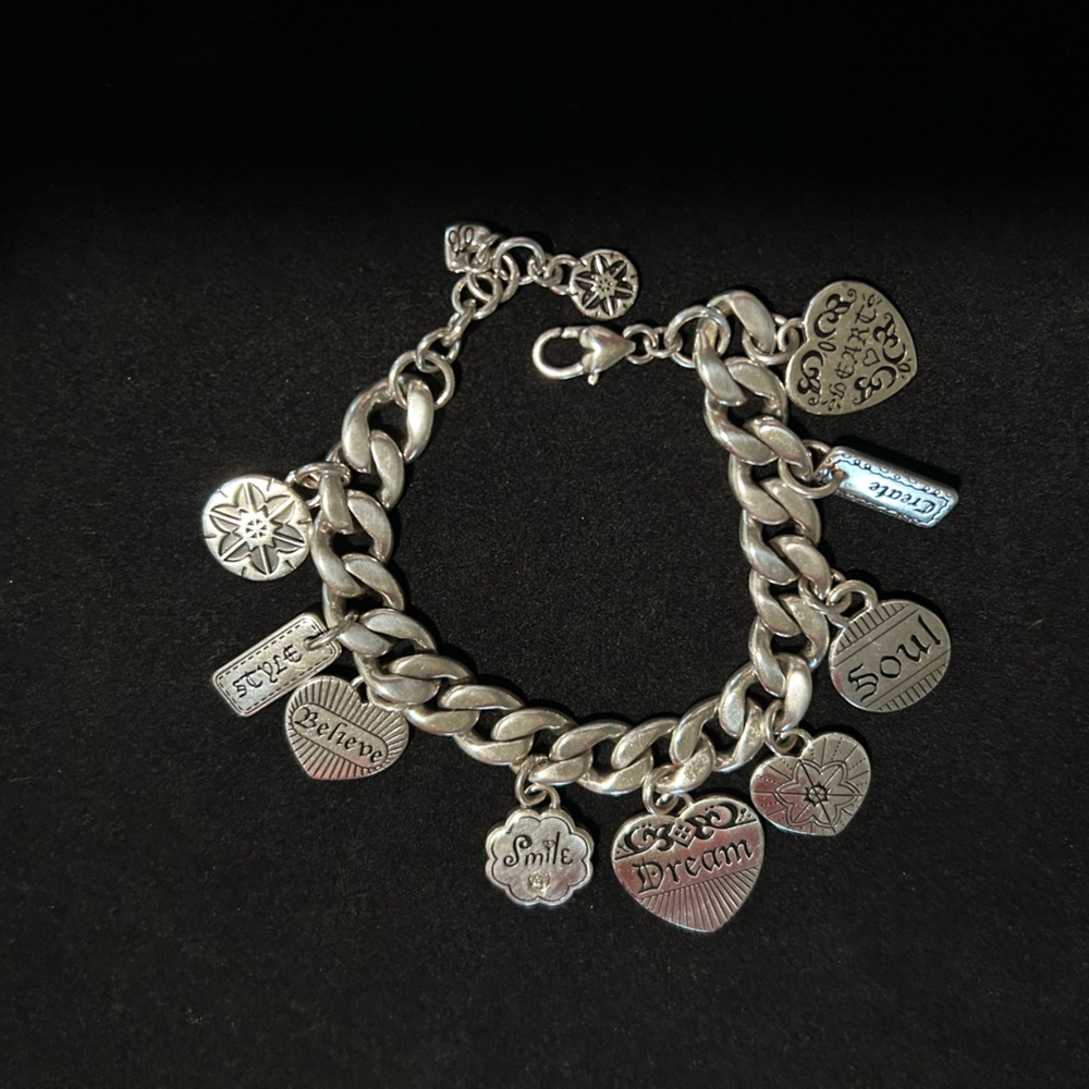 Retired Dream, Believe, Create Brighton Silver Charm Bracelet